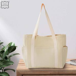 กระเป๋าผ้าแคนวาสแบบออแกนิกสำหรับผู้หญิง, กระเป๋าผ้าแคนวาสแบบสองโทนสีกระเป๋าลำลองรีไซเคิลได้สำหรับช้อปปิ้งและชายหาด - Product Image 5