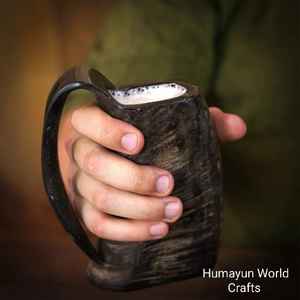 Tasse en corne naturelle avec corne de buffle faite à la main Viking tasses à boire bière meilleure pièce longue conception pièce Offre Spéciale - Product Image 2