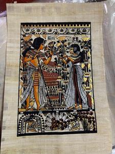 Papel Tapiz de Alta Calidad con Diseño de Nefertiti, Papiro Egipcio Faraónico, Arte Pintado a Mano, Estilo Antiguo de Imitación, Plateado/Dorado/Colorido - Product Image 6