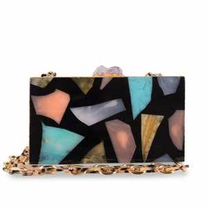 Sac à main décoratif en résine époxy Pochette de soirée Pochette en résine multicolore Style antique pour décoration de mariage et cadeau - Product Image 2