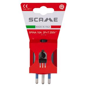 Cable de Enchufe Eléctrico Estándar Italiano 10A 2P+T Negro PP0457 1R Adaptador y Conector de Cable Axial - Product Image 2