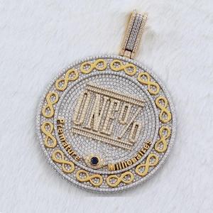 Iced Out Round Cut VVS Moissanite Diamant Pendentif Hip Hop Style Charme Pendentifs Anniversaire Cadeau Pour Hommes 925 Sterling Silver - Product Image 4