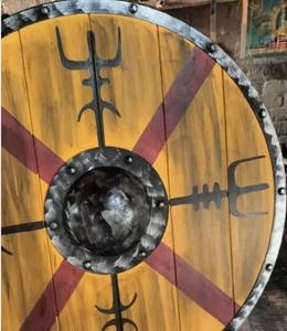 Escudo medieval completamente funcional redondo vikingo de Metal de madera de estilo Vintage para uso de decoración del hogar de batalla - Product Image 2
