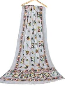 Espejo de aluminio bordado trabajo Dupatta bufandas coloridas Ropa Étnica chales indio paquistaní bufanda algodón chal Chunni pañuelo para la cabeza - Product Image 5