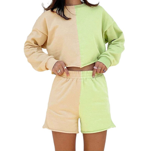 Ensemble de survêtement pour femmes décontracté d'hiver uni/imprimé 100% coton extensible dans les quatre sens respirant/éco-responsable avec sweat à capuche - Product Image 1