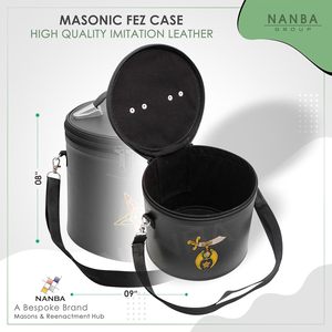 Estuche de Almacenamiento para Gorra de Fez Masónica de Lujo, Bordado a Máquina, con Correa, Imitación de Cuero Negro - Product Image 6