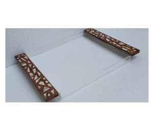 Plateau de service en acrylique transparent avec poignée en bois, rectangulaire, écologique, passe au lave-vaisselle, plateau de mariage, décoration de la maison, plats et assiettes - Product Image 3
