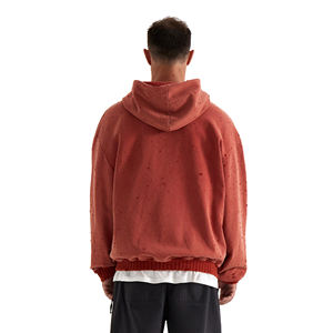 Sweat à capuche zippé en molleton imprimé délavé, style streetwear, broderie personnalisée, nouveau design, 100% coton, hiver, vente en gros pour hommes - Product Image 3