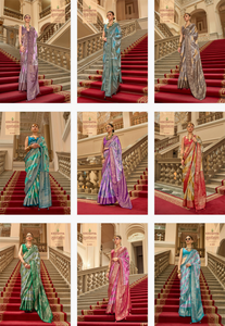 Vente en gros de saris fantaisie en satin catalogue complet disponible au tarif de gros collection de vêtements de mariage et de fête - Product Image 4
