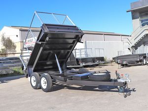 รถพ่วงแบบใหม่ ยี่ห้อใหม่เอี่ยม รถพ่วงบรรทุกแบบ Tandem ขนาด 10x6 ระบบไฮดรอลิก สำหรับงานหนัก ใช้ในฟาร์ม/สวน รถพ่วงแบบเทท้าย พร้อมมอเตอร์เกียร์ - Product Image 4