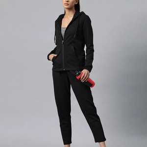 Conjunto Deportivo de Dos Piezas para Mujer, Cómodo y Sencillo, para Invierno, con Dobladillo y Puños Acanalados, 100% Algodón Ecológico - Product Image 2