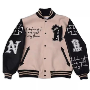 Chaqueta Varsity Personalizada para Hombre, Estilo Anime, Exterior Impermeable y Resistente al Viento, Cuello Alto, Logotipo Bordado en las Mangas, Estilo Hip Hop - Product Image 2