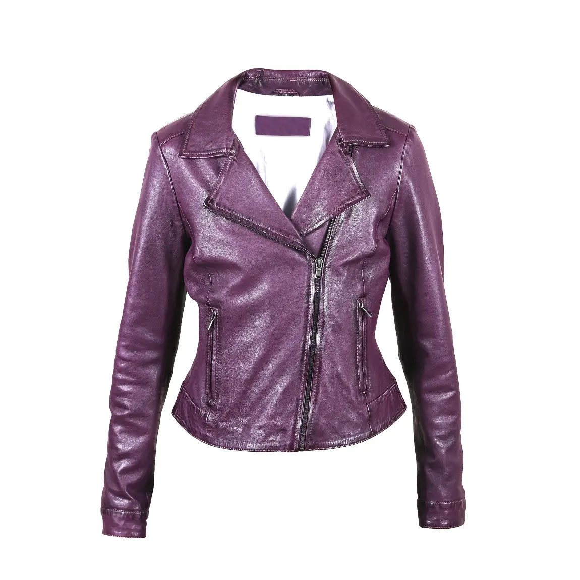 Leather Jacket Fashion Biker Real Lamb Skin Purple Colored Luxury Turn Down Collar Coat Women Sheep Skin Leather jackets