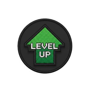 Parche bordado retro personalizado para gamers, flecha verde de nivel ascendente, aplique termoadhesivo, insignias tejidas para ropa urbana, al por mayor - Product Image 1