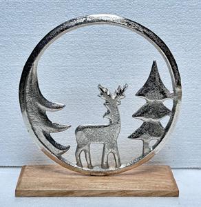 Décorations de Noël Offre Spéciale Festival de Noël renne en aluminium avec ornement de base en bois ornement de Noël - Product Image 3