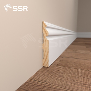 SSR VINA Pine Wood Baseboard Moulding Trim White <b>Primed</b> Skirting Board and Floor Molding for Home Interior Decoration - Product Image 1