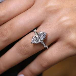 Classic IGI Certified 1.3 Ct Lab Grown Diamond Engagement Wedding Ring Custom Hidden Halo Marquise Twisted Pave <b>Infinity</b> Style - Product Image 2