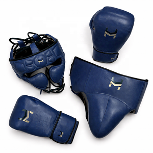 Nouveau kit de sparring de boxe professionnel bleu foncé personnalisé Hit N Move, best-seller pakistanais, rembourrage confortable, cuir véritable - Product Image 1
