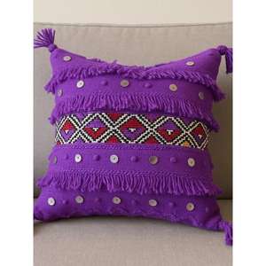 Funda de Almohada Marroquí Hecha a Mano, Funda de Cojín Tradicional Bereber, Cojín Decorativo Boho para Sofá, Almohada Decorativa de Algodón para el Hogar - Product Image 1