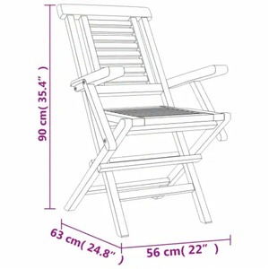 Elegant Outdoor Teak Wood Dining Set with <b>Foldable</b> Chairs and Round <b>Table</b> for Patio and <b>Garden</b> - Product Image 6