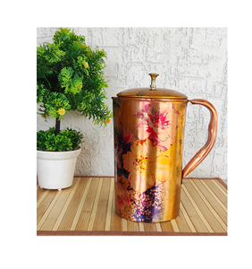 Pichet en cuivre imprimé de table Pichet en cuivre pur en métal avec couvercle pour la sécurité Colorful restaurant utiliser prix bon marché - Product Image 1