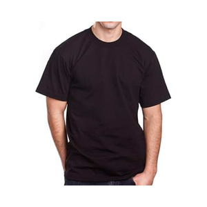 T-shirt décontracté pour homme, coupe ample, col rond, 100% coton tissé, longueur longue, écologique, 240g, anti-plis et respirant pour tous les jours - Product Image 1