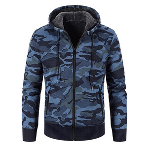 Sudadera con capucha con cremallera en blanco de diseño OEM de gran tamaño con estampado camuflado transpirable y cómoda cremallera pesada sudaderas lisas - Product Image 2