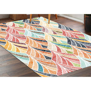 Tapis imprimé à motifs ethniques colorés : design moderne en chenille pour la décoration de la maison, tapis en velours - Product Image 1