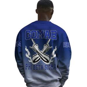 Phi Beta Sigma 1914 maglia in acrilico blu maglione bianco ciniglia lettere greche Sigma Beta fraternità abbigliamento greco - Product Image 2