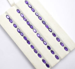 Lot de pierres précieuses améthyste violette naturelle taille marquise, 7x3,5 mm, pierres précieuses naturelles pour la création de bijoux - Product Image 1