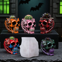 Dumo Tigre Crâne Moule en silicone DIY Bougie Coupe Plâtre Jardinière Pot de Ciment Pot de Rangement Décoration Halloween Fabrication de Cadeaux Faits à la Main