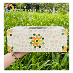 Caja de pañuelos de alta calidad con incrustaciones de nácar estilo floral, para el hogar u oficina, desde 99 GD - Product Image 3