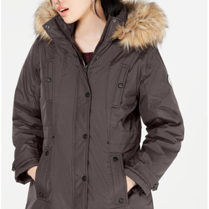 Parka d'hiver pour fille Madden Girl Junior, coupe-vent, à capuche, avec garniture en fausse fourrure, gris, taille moyenne - Product Image 2