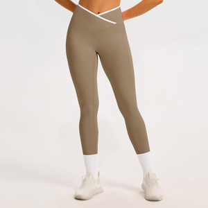 Fitness Running Solid Color High Quality Athletic Back Pocket <b>Leggings</b> For Women Soft Knitted High Waist Yoga Gym <b>Leggings</b> - Product Image 2