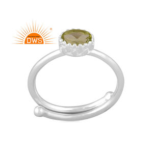 Latest Design Fine Sterling Silver Natural Peridot Gemstone Bezel Setting <b>Adjustable</b> <b>Ring</b> Jewelry for Women Wedding Gift - Product Image 1