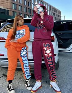 100% algodón personalizado para hombre chándal acampanado con capucha y pantalón conjunto de Color sólido transpirable conjunto - Product Image 3