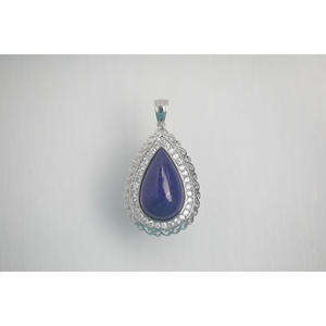 Grand pendentif goutte d'eau en filigrane Lapis plaqué rhodium - Product Image 2