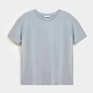 Camisetas lisas de algodón de Color gris para mujer, ropa de calle, nuevas camisetas de moda lisas de algodón de verano para mujer - Product Image 4