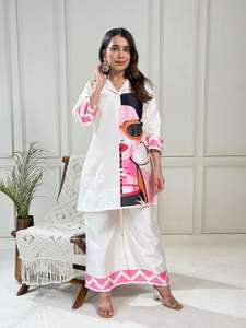 Kurti con Estampado de Figura Veticana de Tendencia, con Palazzo, Ropa Étnica Hecha a Mano para Mujeres, Bodas, Fiestas y Ocasiones Festivas - Product Image 2