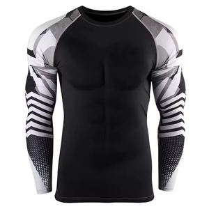 High Quality <b>Men's</b> MMA & BJJ <b>Rash</b> <b>Guard</b> with Full Sleeve OEM Heat-Transfer Printed Customizable to Your Design and Custom Logo - Product Image 2
