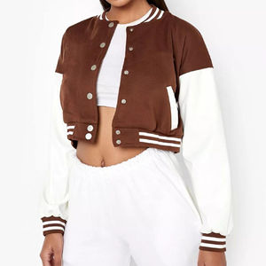 Haute qualité 2025 femmes Logo personnalisé broderie varsity vestes en gros Baseball Streetwear manches en cuir solide - Product Image 4