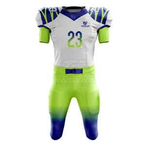 Uniformes de Fútbol Americano Personalizados al por Mayor con Logotipo, Conjuntos Cortos 100% Poliéster de Secado Rápido, Transpirables, con Estampado Sublimado para Todas las Temporadas - Product Image 1