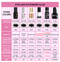 Pegamento para Extensión de Pestañas STARSCOLORS de Secado Rápido 0.3-3s, Resistente al Agua y a los Rayos UV, Adhesivo para Pestañas de Larga Duración (6-8 Semanas), Venta al Por Mayor