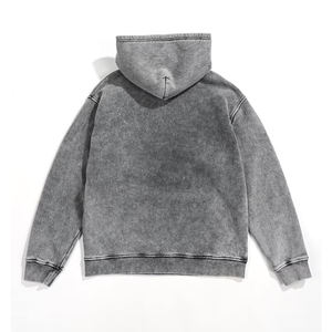 Nouveauté 2026 – Sweat à capuche homme en molleton 100 % coton, délavé et vieilli, avec logo personnalisé – Idéal pour l'hiver - Product Image 4