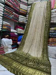 คอลเลกชัน ssumaira ของผ้าคลุมไหล่ผ้าไหม gajji ของอินเดียกับงาน mukesh สีทองหนัก - Product Image 3