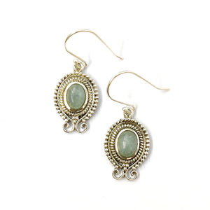 Pendientes Clásicos Vintage de Aguamarina con Cuarzo y Perla, 6.2 Gramos, Colgante de Cobre con Estilo Religioso para Fiesta - Product Image 1