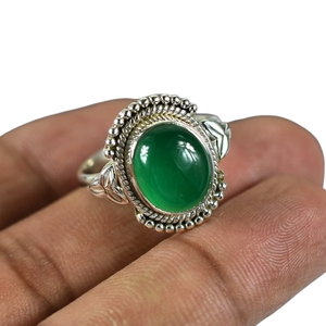 Bague en argent sterling 925 avec pierre précieuse en agate, style bohème, cadeau de mariage pour femme, bijoux plaqués rhodium - Product Image 1