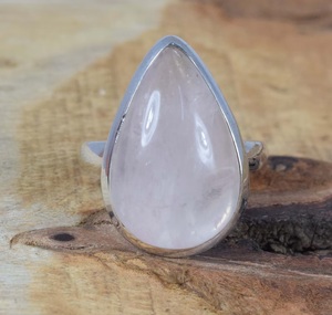925 Sterling Silver Classic Designer Pear Cut <b>Ring</b> Natural Pink Rose <b>Quartz</b> Gemstone Bezel Setting for Wedding Engagement - Product Image 2