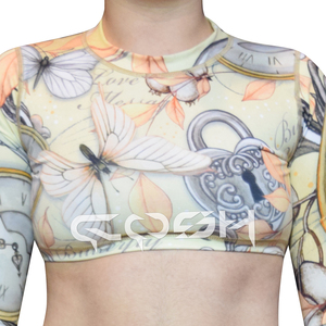 Legging extensible imprimé de lettre d'amour romantique avec trous latéraux et soutien-gorge de sport - Product Image 6