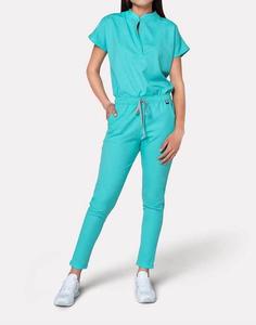 Uniformes de gommage médicaux à manches courtes col montant gommages d'infirmière avec ensembles d'uniformes d'hôpital en Spandex - Product Image 2